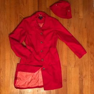 Lands' End Red Raincoat and hat